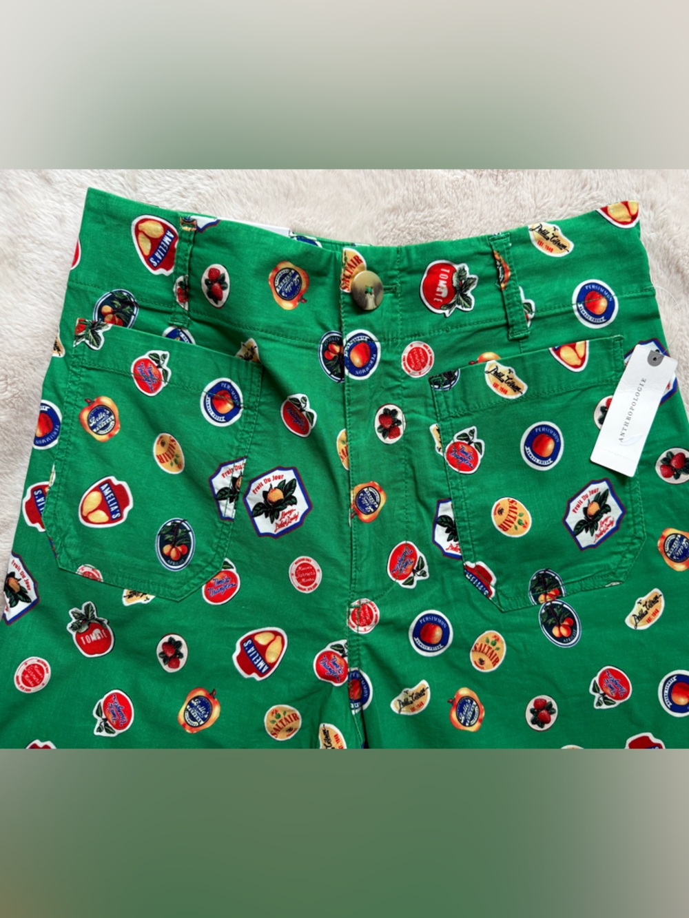 NWT Anthro Maeve The Colette Cropped Wide-Leg Pants Magic Fabric Green Size 28 - Picture 4 of 8